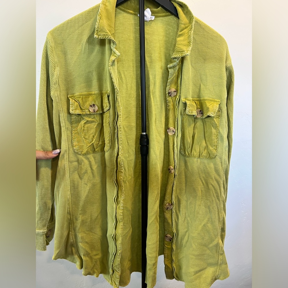 Womens Green Button-Up Shirt